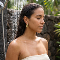 Thumbnail for Gold hoop earrings — worn in the shower, waterproof, gold | SKU: lesmates