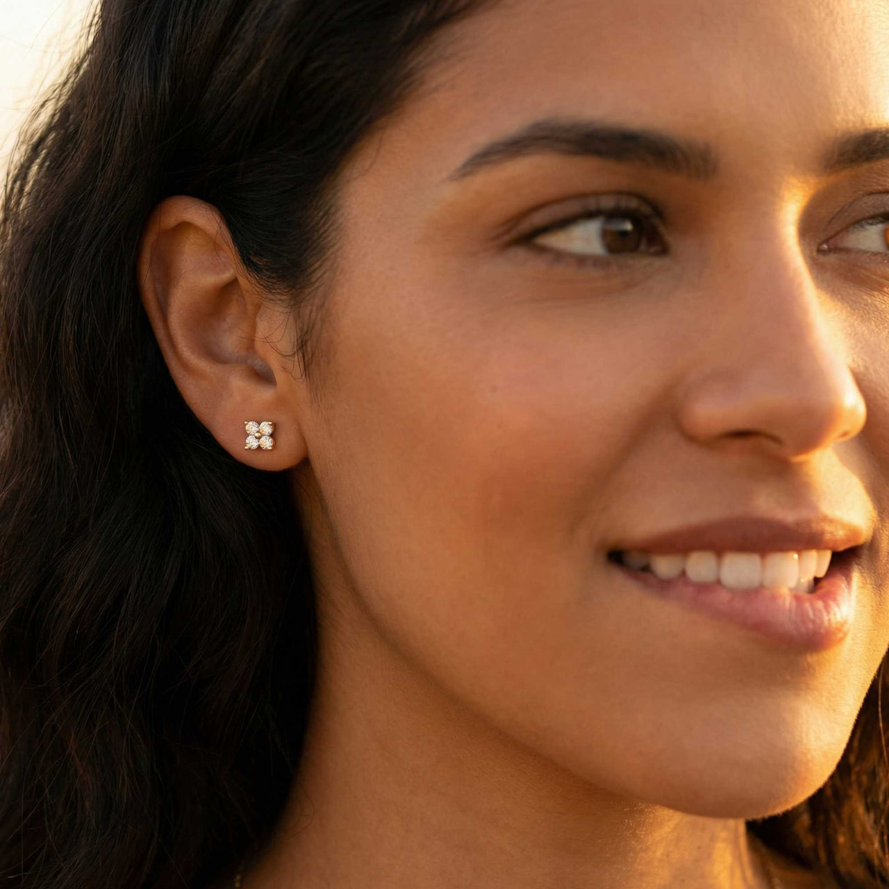 Crystal Flower Stud Earrings