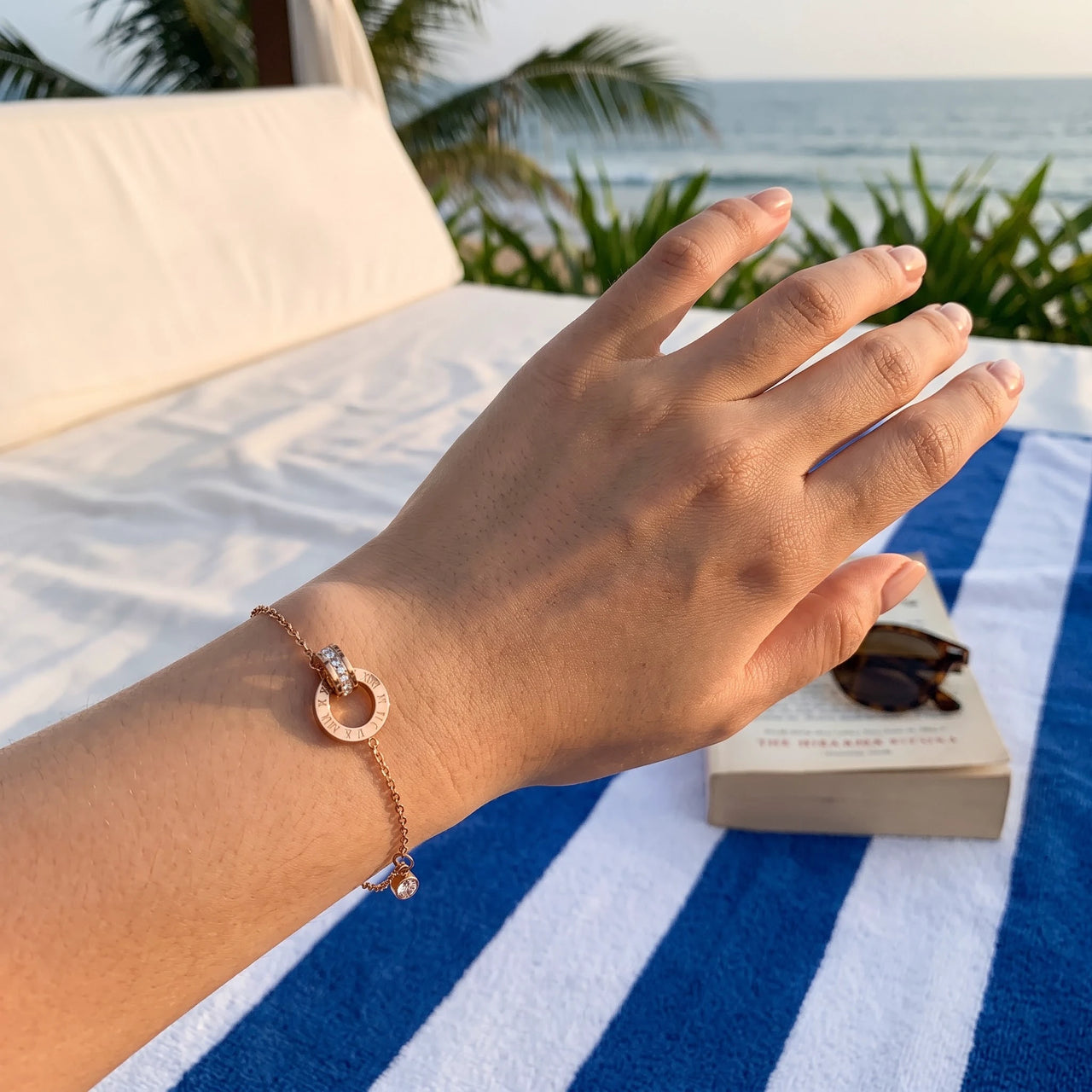 Dainty bracelet — worn, real size, rose gold | SKU: 25535338-rose-gold