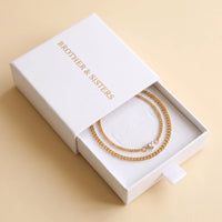 Thumbnail for Heart Bond Matching Bracelet Set in Gold — in the Brother & Sisters slide-out gift box