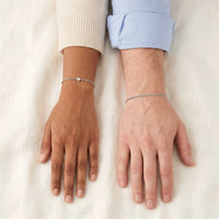 Thumbnail for Heart Bond Matching Bracelet Set in Silver — worn by a couple, wrists side by side