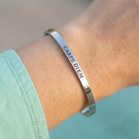 Thumbnail for Carpe diem bracelet — close-up of the details, silver | SKU: cp-wg