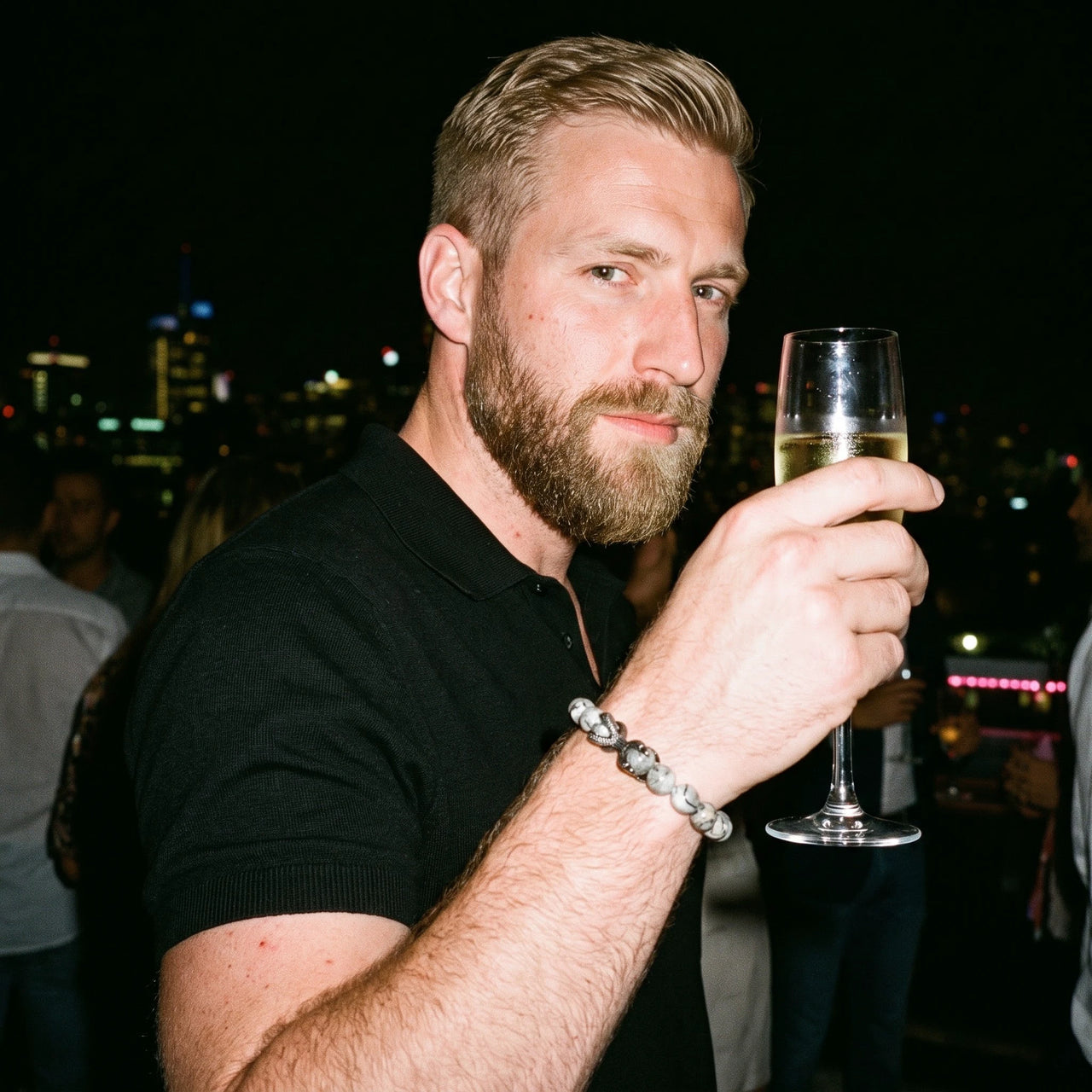 Black Viking & Grey Stones – raising champagne at a rooftop party | Brother & Sisters | SKU: 21039839-gun-black-XS-14-15, 21039839-gun-black-S-16-17, 21039839-gun-black-M-18-19, 21039839-gun-black-L-20-21, 21039839-gun-black-XL-22-23