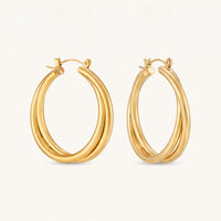 Thumbnail for Double hoop earrings — product photo on a white background, gold | SKU: lescroisees