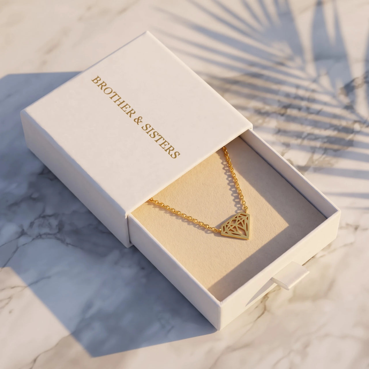 Diamond shape necklace — in the gift box, gold | SKU: 12791388-gold