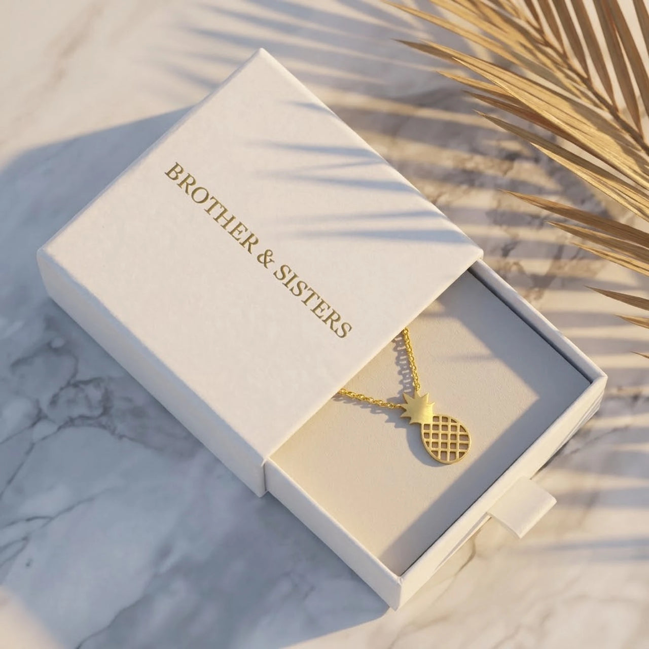 Gold necklace in the Brother & Sisters gift box | SKU: 8050907-gold