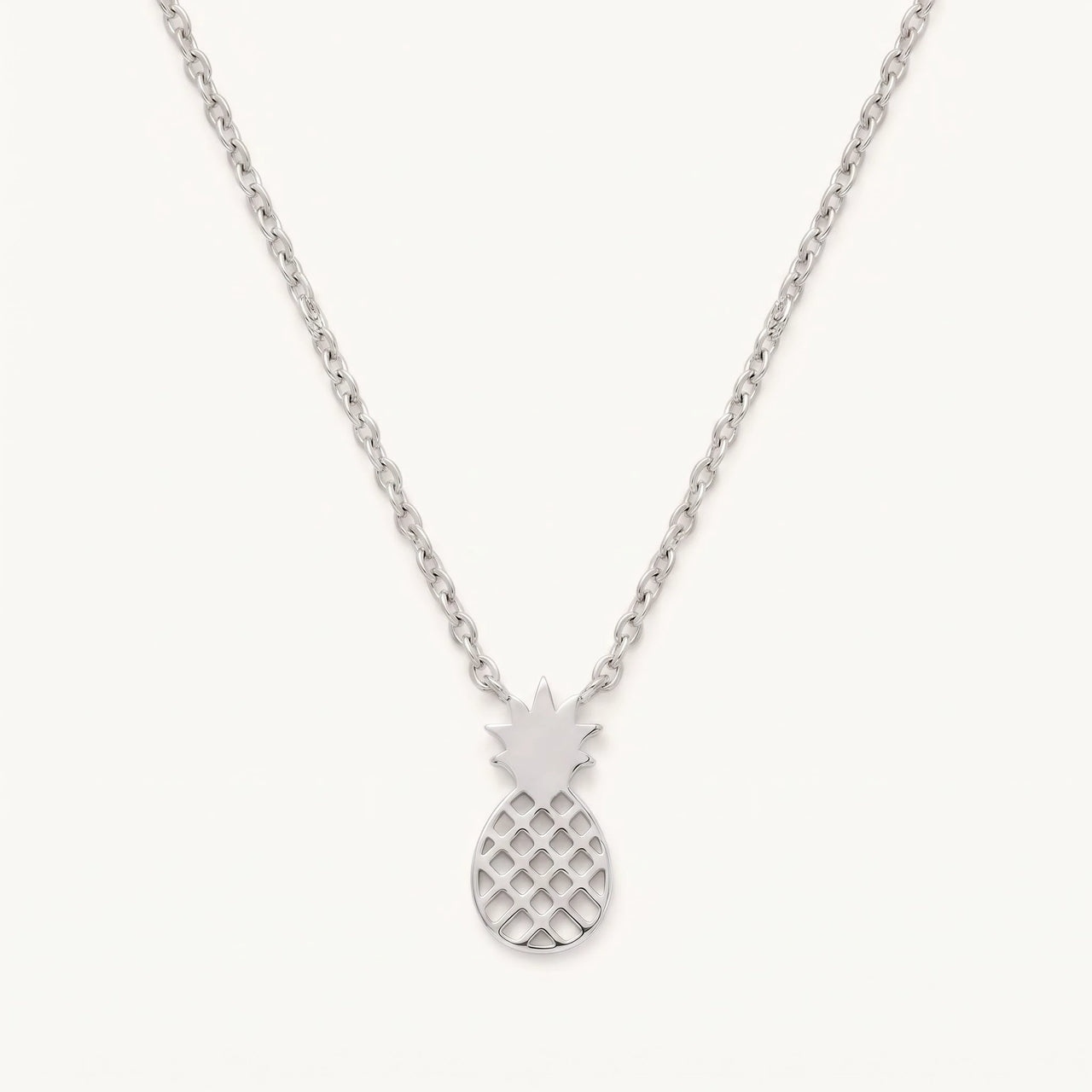 Little Pineapple Necklace, silver necklace | SKU: 8050907-white-gold