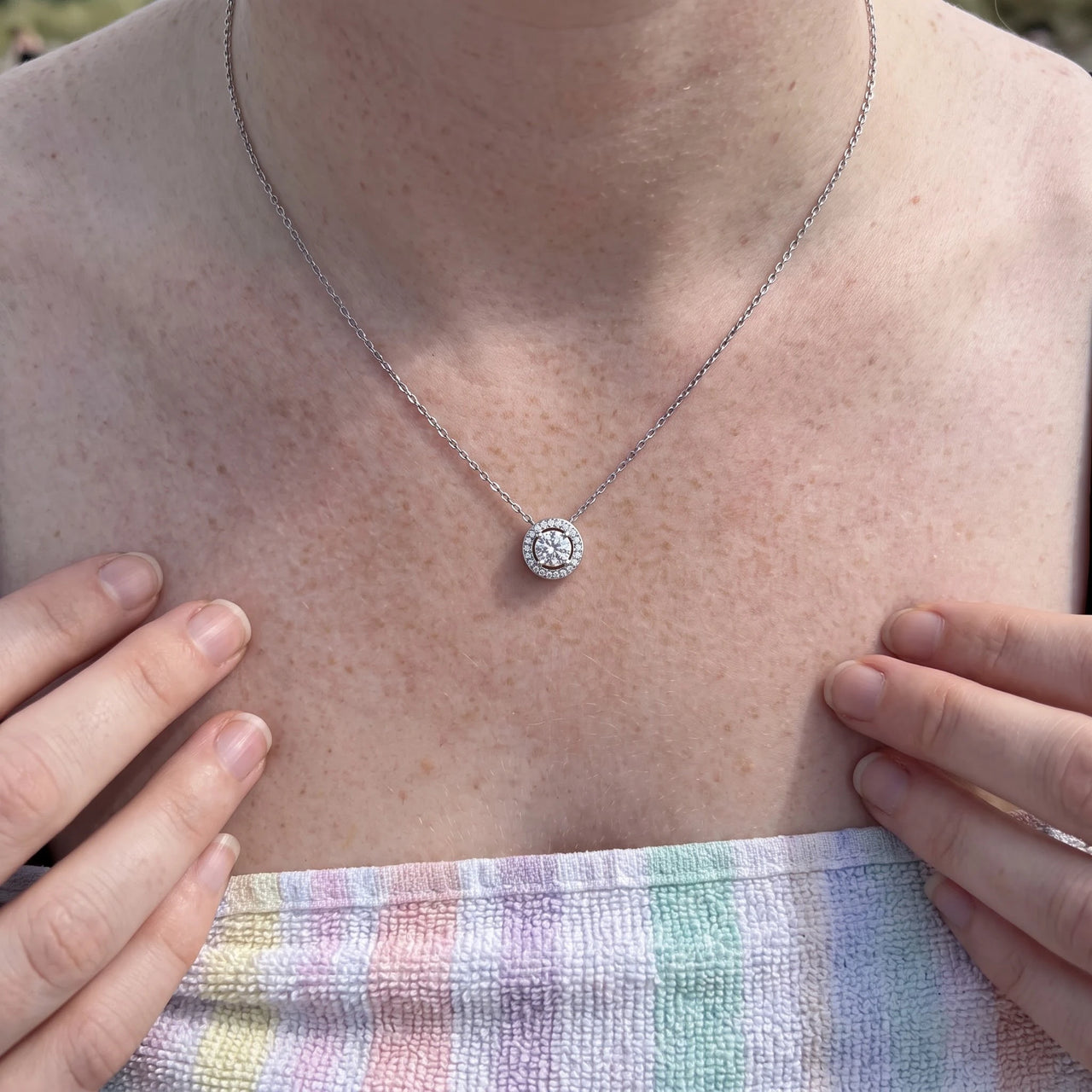 Silver pendant necklace — worn, real size, silver | SKU: 33136351