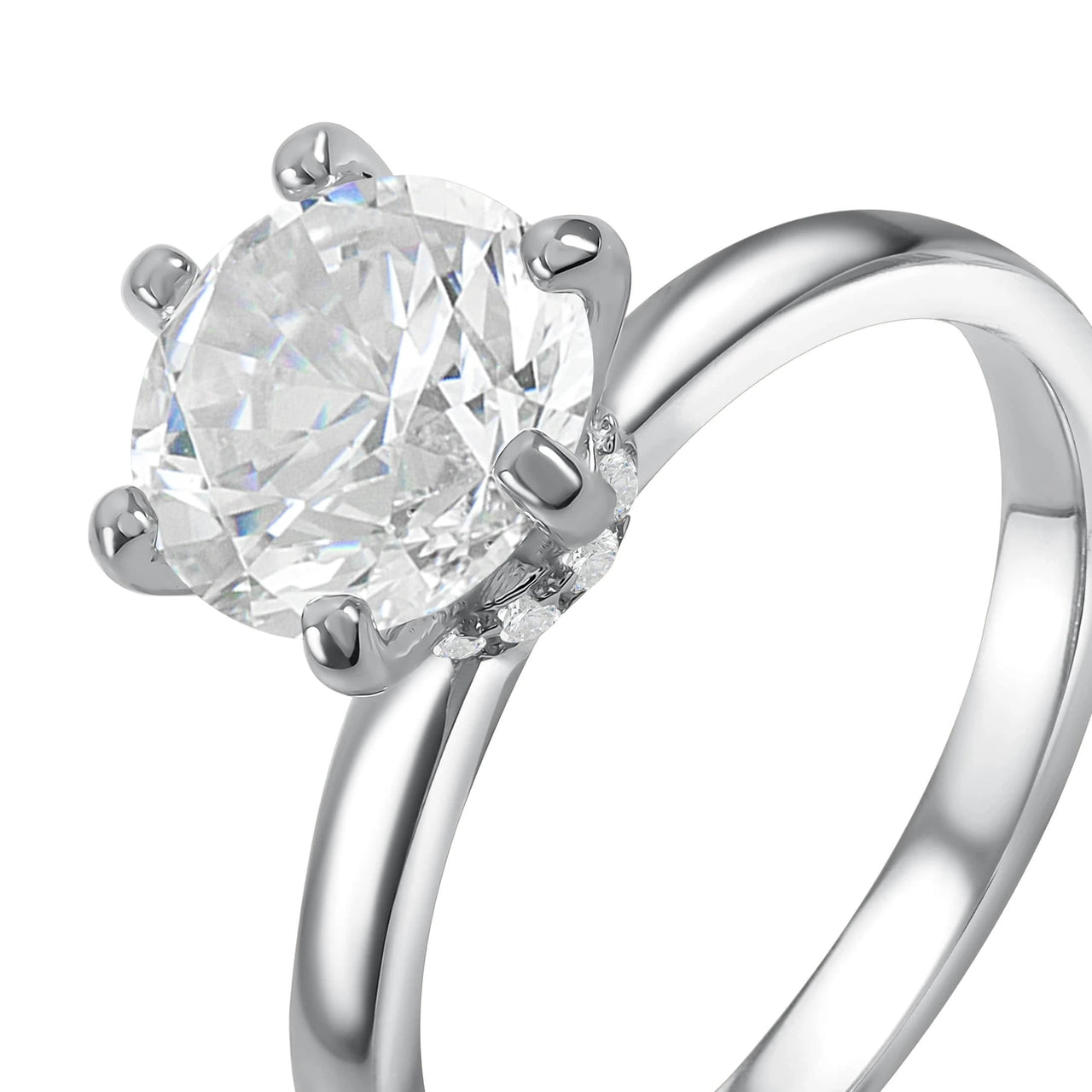 Solitaire engagement ring — product photo on a white background, silver | SKU: 33759698-4.5-silver