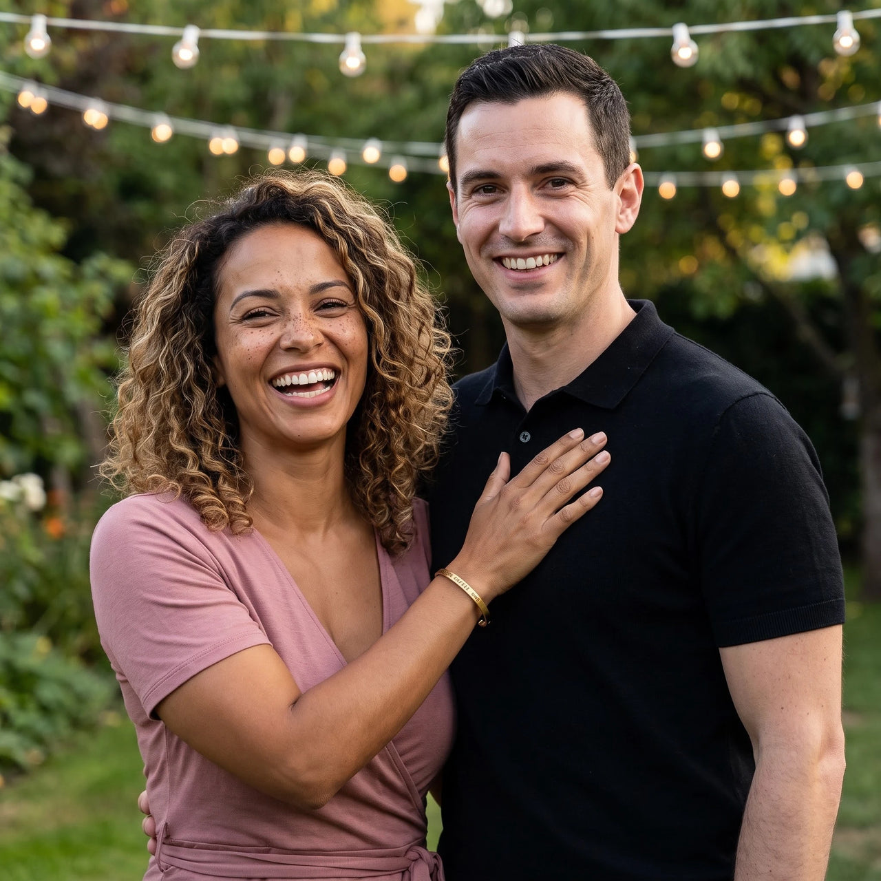 Cuff bracelet — worn by a couple, gold | SKU: ttfa-g