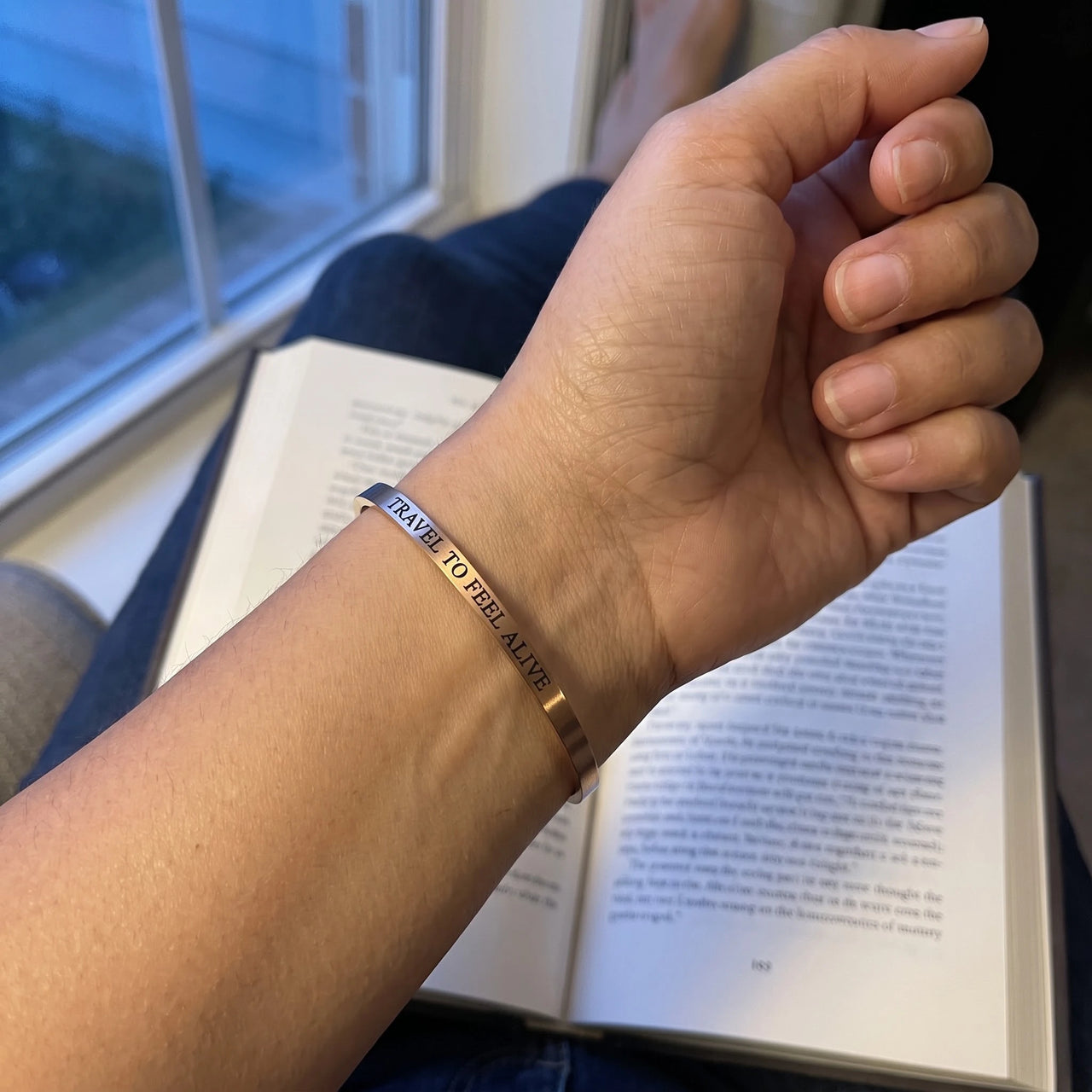 Cuff bracelet — worn, real size, rose gold | SKU: ttfa-rg